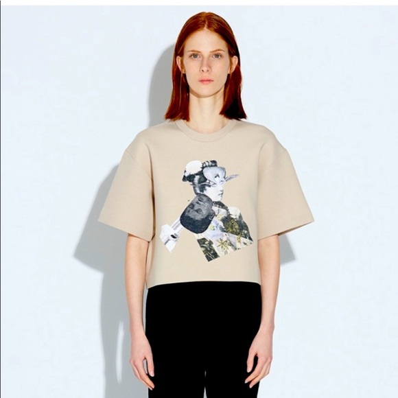 Graphic Beige Crop Top - Picture 1 of 10